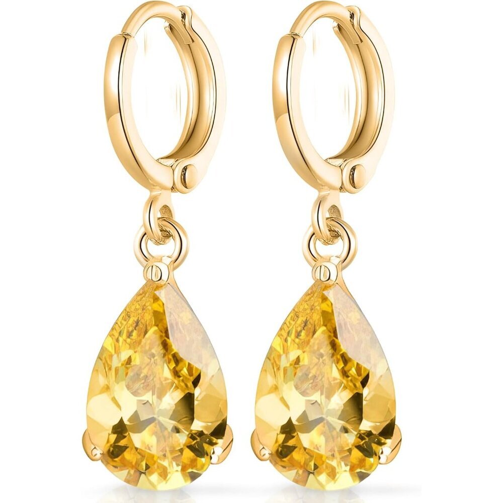 Crystal line Azuria Dange Women Teardrop Earrings with Box 18K Gold Plated Zirco
